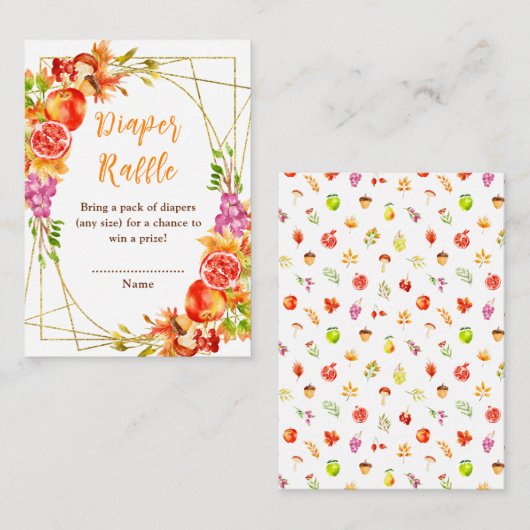 Herbstfall Ernte Baby Dusche Windel Raffel Begleitkarte (Vorne/Hinten)