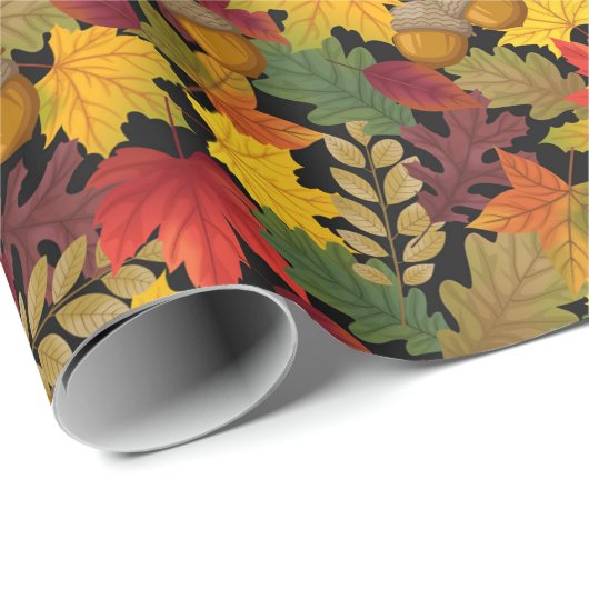 Herbstfall Farbige Blätter Geschenkpapier (Rolleneckpunkt)