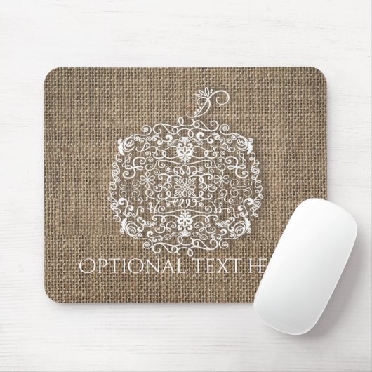 Herbstfall Filigree Pumpkin & Burlap Rustikaler Lo Mousepad (Mit Mouse)