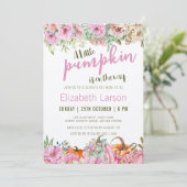 Herbstfall Floral ein wenig Pumpkin Baby Dusche Einladung (Stehend Vorderseite)