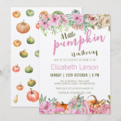 Herbstfall Floral ein wenig Pumpkin Baby Dusche Einladung (Vorne/Hinten)