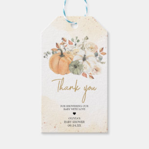 Herbstfall Floral Pumpkin Baby Dusche Fevor Tags Geschenkanhänger