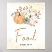 Herbstfall Floral Pumpkin Baby Dusche Nahrung Poster (Vorne)