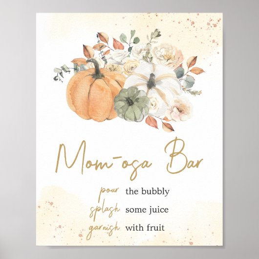 Herbstfall Floral Pumpkin Mama Osa Bar Poster (Vorne)