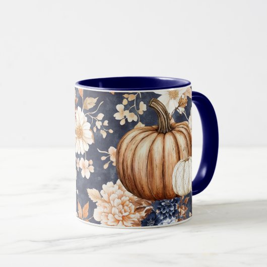 Herbstfall Floral Pumpkin Tasse (VorderseiteRechts)