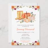 Herbstfall Floral Pumpkins Boots Baby Dusche Einladung (Vorderseite)