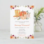 Herbstfall Floral Pumpkins Boots Baby Dusche Einladung (Stehend Vorderseite)