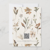 Herbstfall florale Blätter Mute Hochzeit Details Einladung (Rückseite)