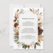 Herbstfall florale Blätter Mute Hochzeit Details Einladung (Vorderseite)