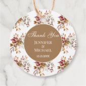 Herbstfall florale botanische Hochzeit danke Geschenkanhänger (Rückseite)