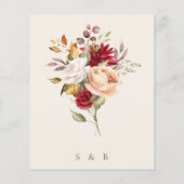 Herbstfall florale Elfenbeinhochzeit Einladung (Rückseite)