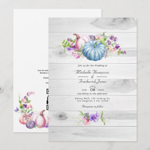 Herbstfall florale Rustikale Land QR Hochzeit Einladung