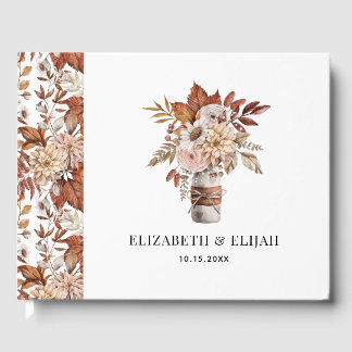 Herbstfall Florale Terracotta Hochzeit Gästebuch