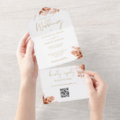 Herbstfall floraler QR Code Goldhochzeit All In One Einladung (Abreißen)
