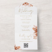 Herbstfall floraler QR Code Goldhochzeit All In One Einladung (Innen Boden)
