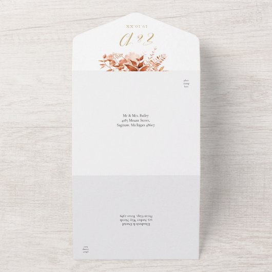 Herbstfall floraler QR Code Goldhochzeit All In One Einladung (Außenbereich)