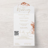 Herbstfall floraler QR Code Goldhochzeit All In One Einladung (Innen Boden)