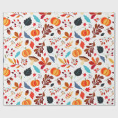 Herbstfall Foliage Pumpkin Holiday Thema Geschenkpapier (Flach)