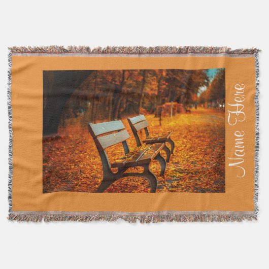 Herbstfall Friedlich Park Bench Blumenstrauß Decke (Vorderseite)