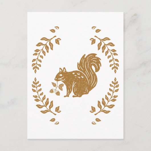 Herbstfall Gefällt Briefmarke Stileich Eichhörnche Postkarte (Vorderseite)