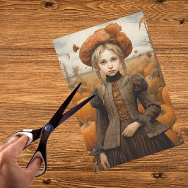Herbstfall Girl Pumpkin Erntedank Decoupage Seidenpapier