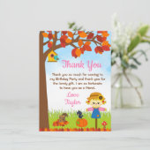 Herbstfall Girl Scarecrow Geburtstag Dankeskarte (Stehend Vorderseite)