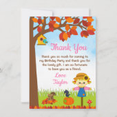 Herbstfall Girl Scarecrow Geburtstag Dankeskarte (Vorderseite)