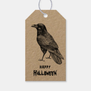 Herbstfall glückliche Halloween-Raven-Crow-Karo Geschenkanhänger