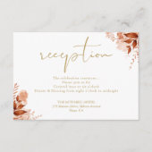 Herbstfall Gold Script Hochzeitsempfang Begleitkarte (Vorderseite)
