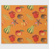 Herbstfall Halloween Pumpkin Gewürzrost Orange Geschenkpapier (Flach)