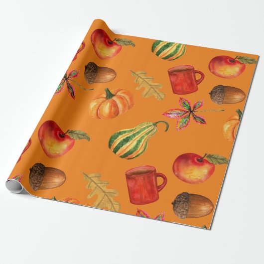 Herbstfall Halloween Pumpkin Gewürzrost Orange Geschenkpapier (Ungerollt)