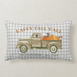 Herbstfall Hunde und Kürbis in den alten Lieferwag Lendenkissen