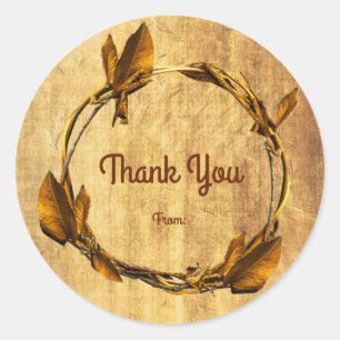 Herbstfall Imitate Gold Leaf & Stick Wreath Gefall Runder Aufkleber