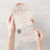 Herbstfall in der Liebe Rustikaler QR-Code Hochzei All In One Einladung (Abreißen)