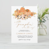Herbstfall Kleine Pumpkin Baby Dusche Einladung (Stehend Vorderseite)