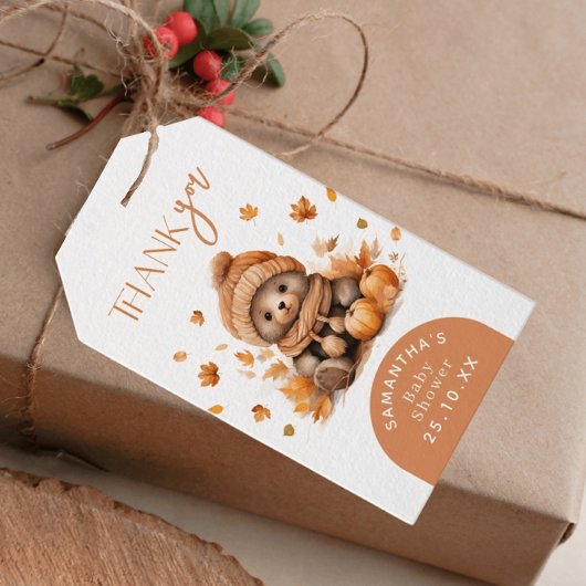 Herbstfall Kleiner Teddybär Pumpkin in der Liebe Geschenkanhänger