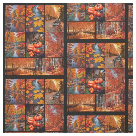 Herbstfall Landscape Foto Grid Muster Stoff (Muster)