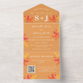 Herbstfall Leaf Burnt Orange QR Code Hochzeit RSVP All In One Einladung (Innen Boden)