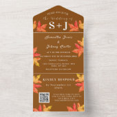 Herbstfall Leaf Terracotta QR Code Hochzeit RSVP All In One Einladung (Innen Boden)