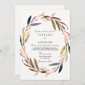 Herbstfall Leaf Wreath Wedite Einladung (Vorne/Hinten)