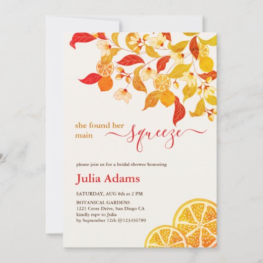 Herbstfall Lemon Tee Party Brautparty Einladung (Vorderseite)