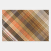Herbstfall Orange Brown Checkered Kariert Tartan Geschenkpapier Set (Vorderseite)