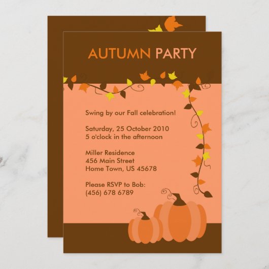 Herbstfall-Party Einladung (Vorne/Hinten)