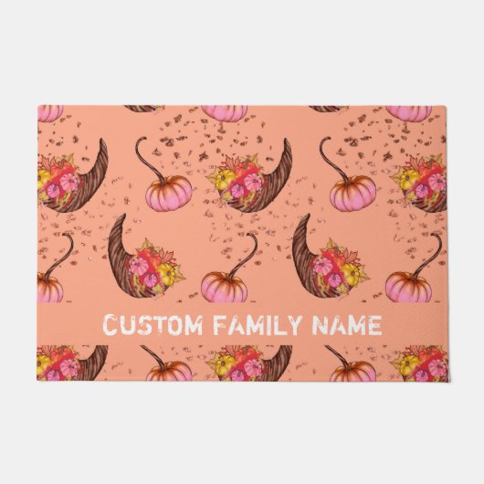 Herbstfall Pink Pumpkin Door Mat Fußmatte (Vorderseite)