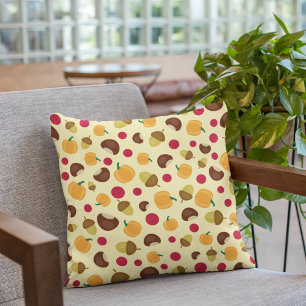 Herbstfall Pumpkin Acorn Kastanie Berries Muster Kissen