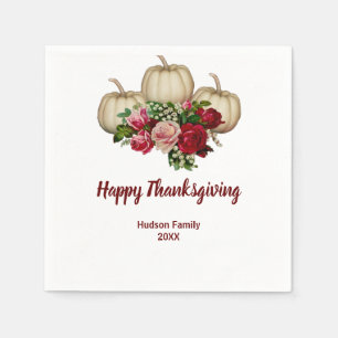 Herbstfall Pumpkin Maroon Rose Erntedank Serviette