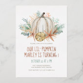 Herbstfall - Pumpkin & Seashells Folieneinladung (Vorderseite)