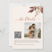 Herbstfall QR Code boho botanische Hochzeit Einladung (Rückseite)