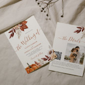 Herbstfall QR Code boho botanische Hochzeit Einladung