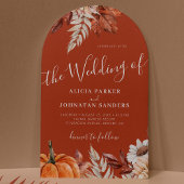 Herbstfall QR Code botanische Terracotta Hochzeit Einladung